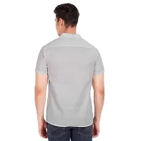 Elegant Grey Cotton Solid Short Sleeves Casual Shirts For Men-thumb3