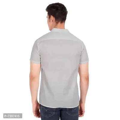 Elegant Grey Cotton Solid Short Sleeves Casual Shirts For Men-thumb4