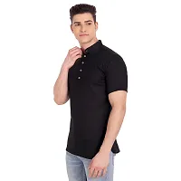 Elegant Black Cotton Solid Short Sleeves Casual Shirts For Men-thumb1