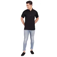 Elegant Black Cotton Solid Short Sleeves Casual Shirts For Men-thumb4