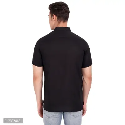 Elegant Black Cotton Solid Short Sleeves Casual Shirts For Men-thumb4