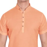 Elegant Orange Cotton Solid Short Sleeves Casual Shirts For Men-thumb2