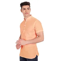 Elegant Orange Cotton Solid Short Sleeves Casual Shirts For Men-thumb1