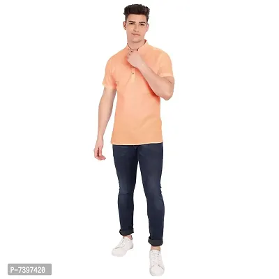 Elegant Orange Cotton Solid Short Sleeves Casual Shirts For Men-thumb5