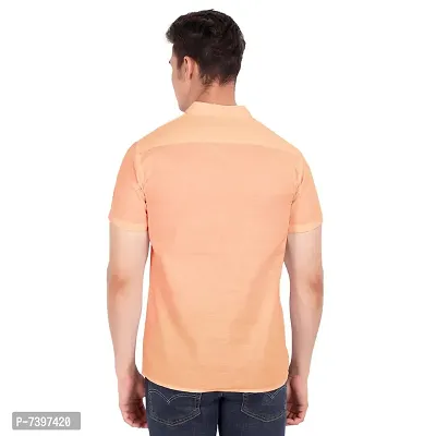 Elegant Orange Cotton Solid Short Sleeves Casual Shirts For Men-thumb4