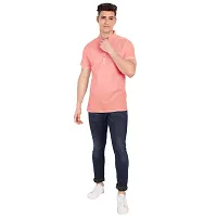 Elegant Peach Cotton Solid Short Sleeves Casual Shirts For Men-thumb4