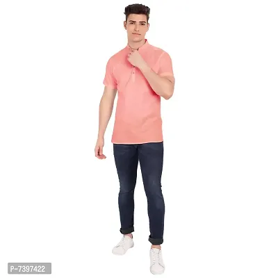 Elegant Peach Cotton Solid Short Sleeves Casual Shirts For Men-thumb5