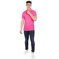 Elegant Pink Cotton Solid Short Sleeves Casual Shirts For Men-thumb4