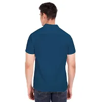 Elegant Blue Cotton Solid Short Sleeves Casual Shirts For Men-thumb3