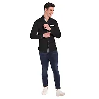 Elegant Black Cotton Solid Long Sleeves Casual Shirts For Men-thumb3