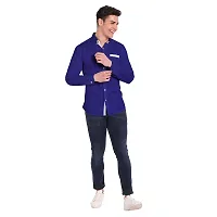 Elegant Blue Cotton Solid Long Sleeves Casual Shirts For Men-thumb4