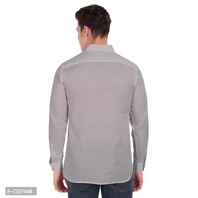 Elegant Grey Cotton Solid Long Sleeves Casual Shirts For Men-thumb2