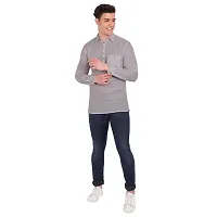 Elegant Grey Cotton Solid Long Sleeves Casual Shirts For Men-thumb3