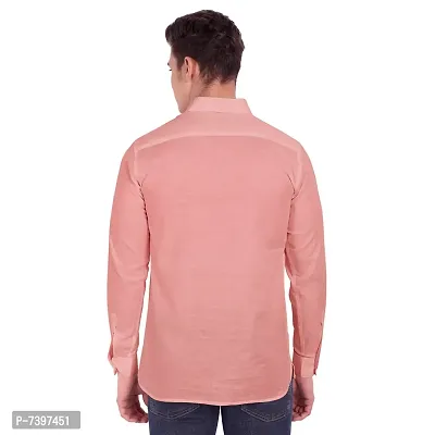 Elegant Peach Cotton Solid Long Sleeves Casual Shirts For Men-thumb3