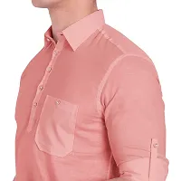 Elegant Peach Cotton Solid Long Sleeves Casual Shirts For Men-thumb3