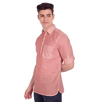 Elegant Peach Cotton Solid Long Sleeves Casual Shirts For Men-thumb1