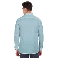 Elegant Turquoise Cotton Solid Long Sleeves Casual Shirts For Men-thumb2