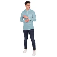 Elegant Turquoise Cotton Solid Long Sleeves Casual Shirts For Men-thumb4