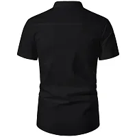 Reliable Black Cotton Solid Short Length Kurta For Men-thumb2