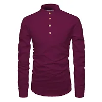 Reliable Purple Cotton Solid Short Length Kurta For Men-thumb2