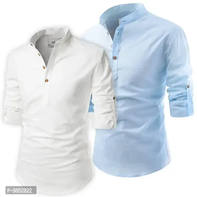 Stylish Cotton Men Short Kurta(Pack of 2)