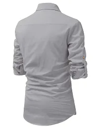Reliable Grey Cotton Solid Short Length Kurta For Men-thumb1