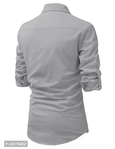 Reliable Grey Cotton Solid Short Length Kurta For Men-thumb2