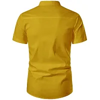 Reliable Yellow Cotton Solid Short Length Kurta For Men-thumb3