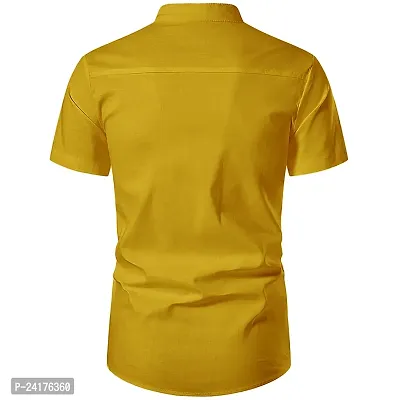 Reliable Yellow Cotton Solid Short Length Kurta For Men-thumb4