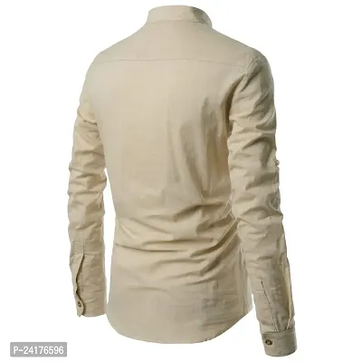 Reliable Beige Cotton Solid Short Length Kurta For Men-thumb5