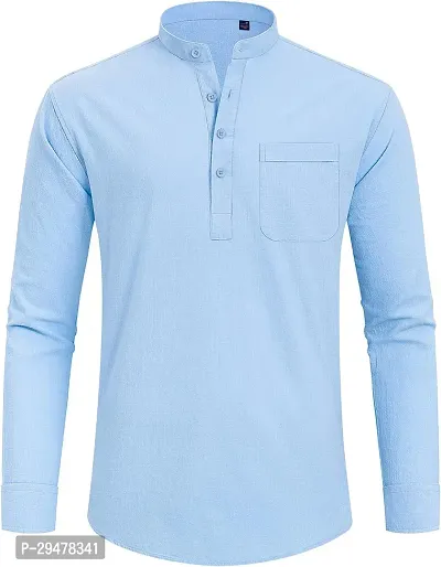 Reliable Cotton Blend Solid Short Length Kurta For Men-thumb4