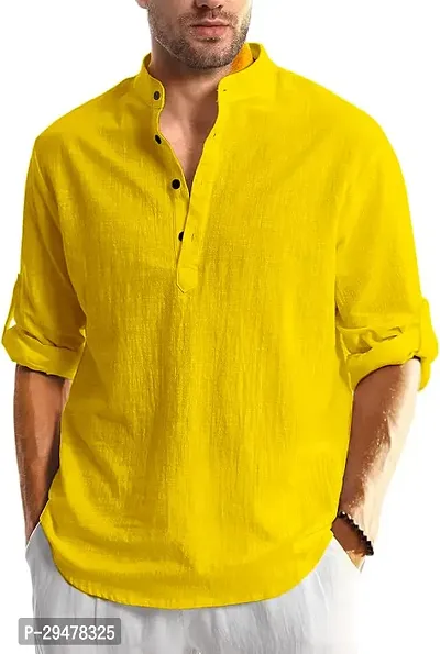 Reliable Cotton Blend Solid Short Length Kurta For Men