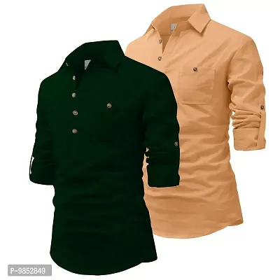 Stylish Cotton Men Short Kurta(Pack of 2)