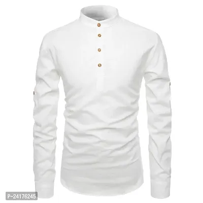 Reliable White Cotton Solid Short Length Kurta For Men-thumb3