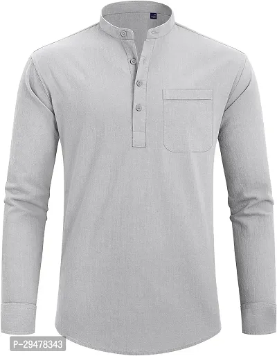 Reliable Cotton Blend Solid Short Length Kurta For Men-thumb4