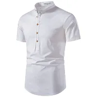 Reliable White Cotton Solid Short Length Kurta For Men-thumb1