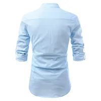 Reliable Blue Cotton Solid Short Length Kurta For Men-thumb1