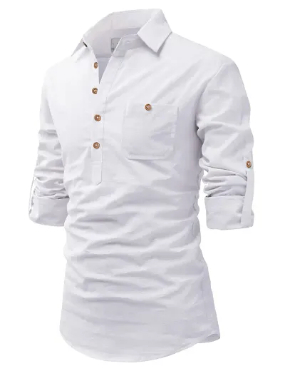 Classic Cotton Solid Short Kurtas for Men