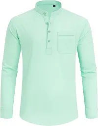 Reliable Cotton Blend Solid Short Length Kurta For Men-thumb3