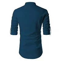 Reliable Blue Cotton Solid Short Length Kurta For Men-thumb1