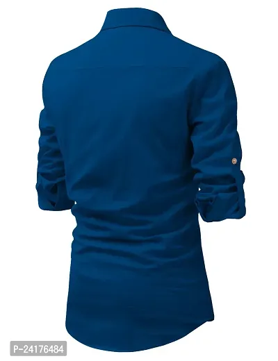 Reliable Blue Cotton Solid Short Length Kurta For Men-thumb2