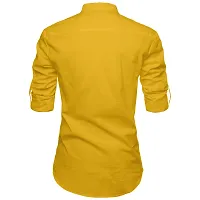 Reliable Yellow Cotton Solid Short Length Kurta For Men-thumb1