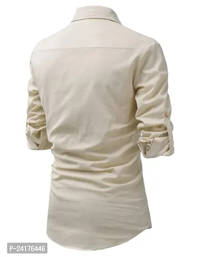 Reliable Beige Cotton Solid Short Length Kurta For Men-thumb2