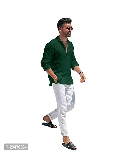 Reliable Cotton Blend Solid Short Length Kurta For Men-thumb2