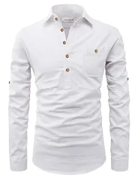 Reliable White Cotton Solid Short Length Kurta For Men-thumb2