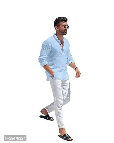 Reliable Cotton Blend Solid Short Length Kurta For Men-thumb2