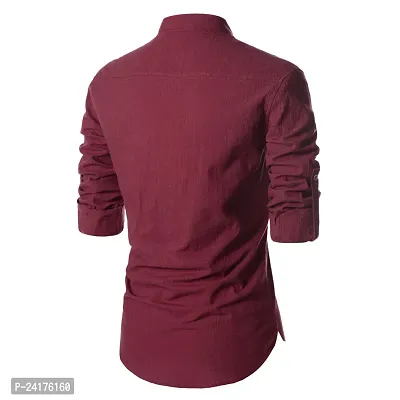 Reliable Maroon Cotton Solid Short Length Kurta For Men-thumb2