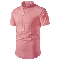 Reliable Peach Cotton Solid Short Length Kurta For Men-thumb1