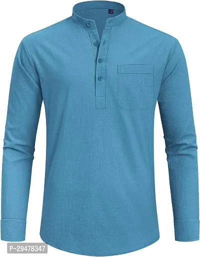 Reliable Cotton Blend Solid Short Length Kurta For Men-thumb4