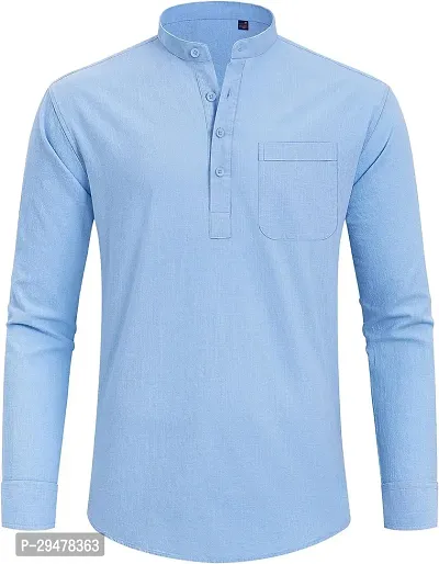 Reliable Cotton Blend Solid Short Length Kurta For Men-thumb4